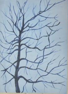 2 - Dark Branches over ight Grey Ground