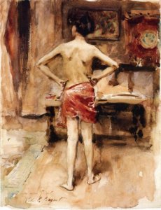 The Model Interior with Standing Figure - John Singer Sargent