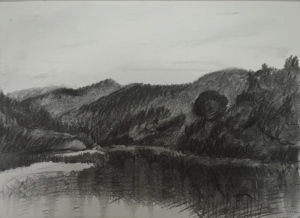Charcoal Study of a lake